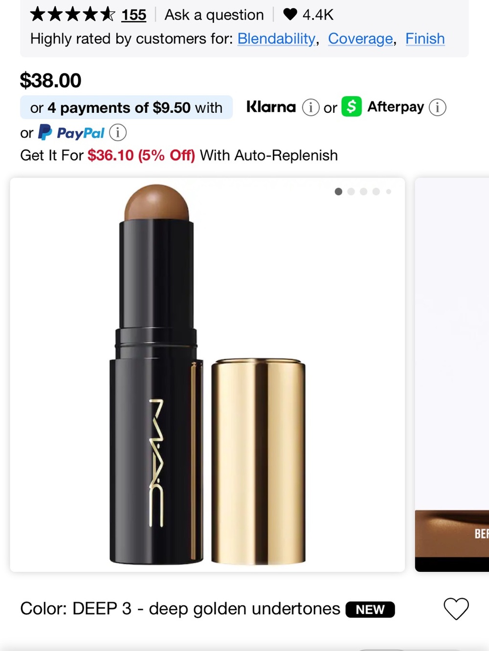 MAC Cosmetics Cream Stick Foundation — Tan